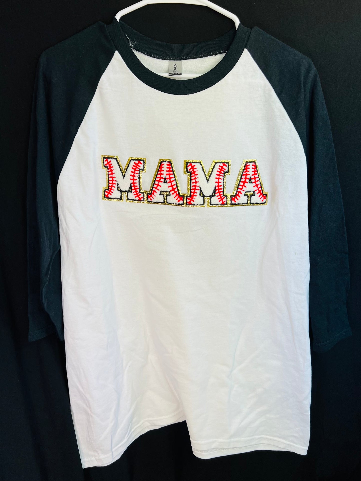 Baseball Mama Patch Raglan Tee