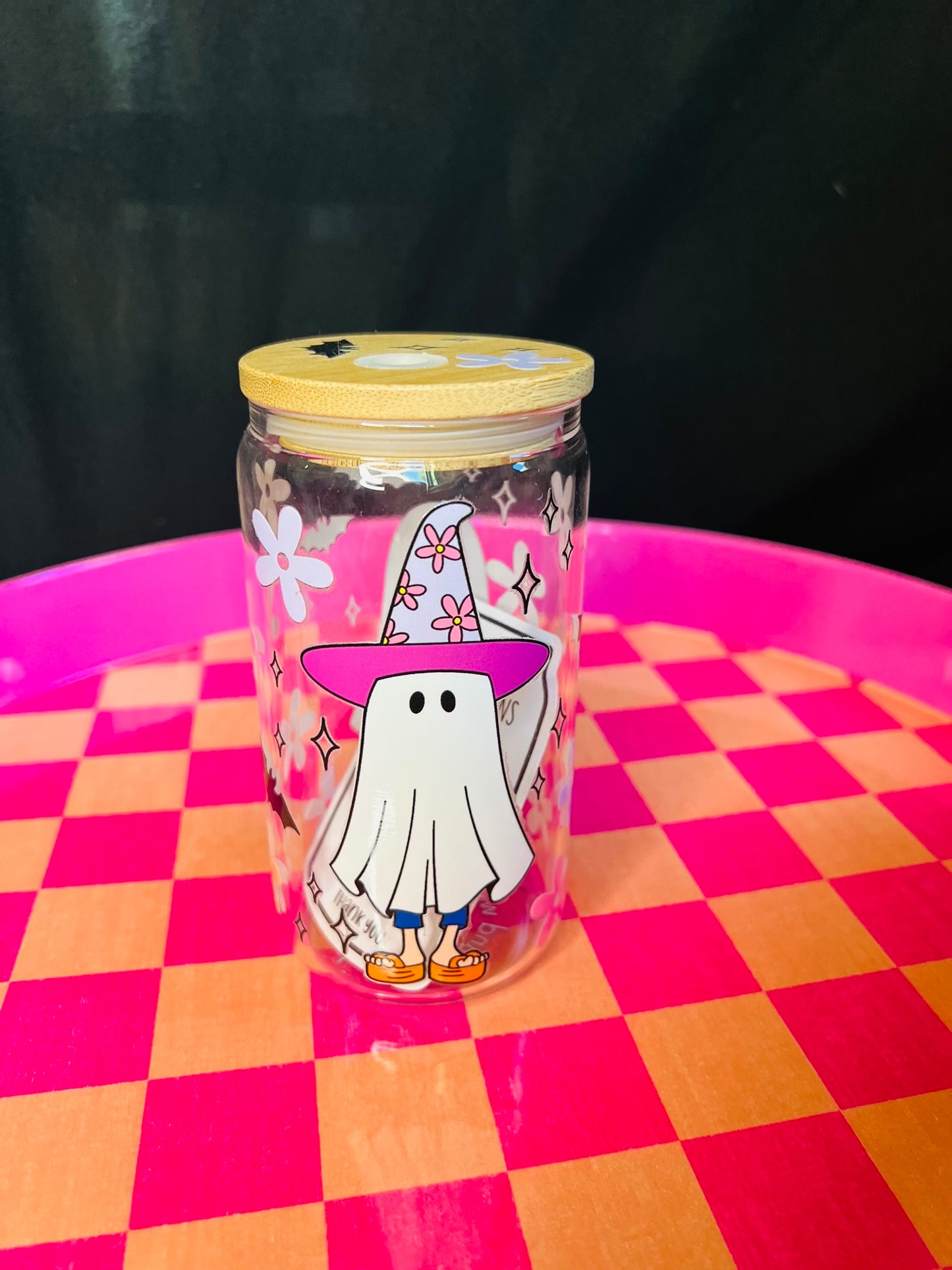 Lizzie Ghosties 12oz Glass cup